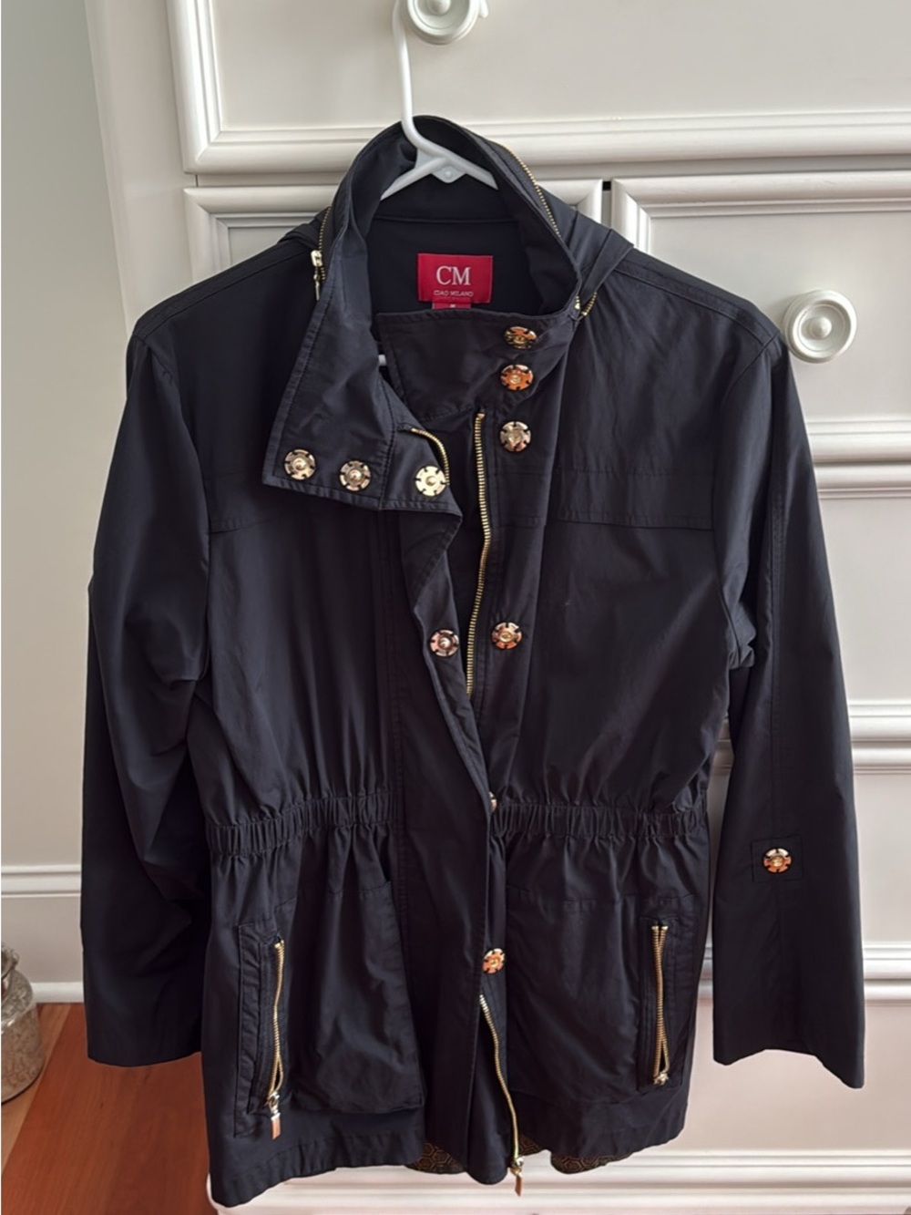 CM Black Women's Utility Jacket with Decorative Buttons